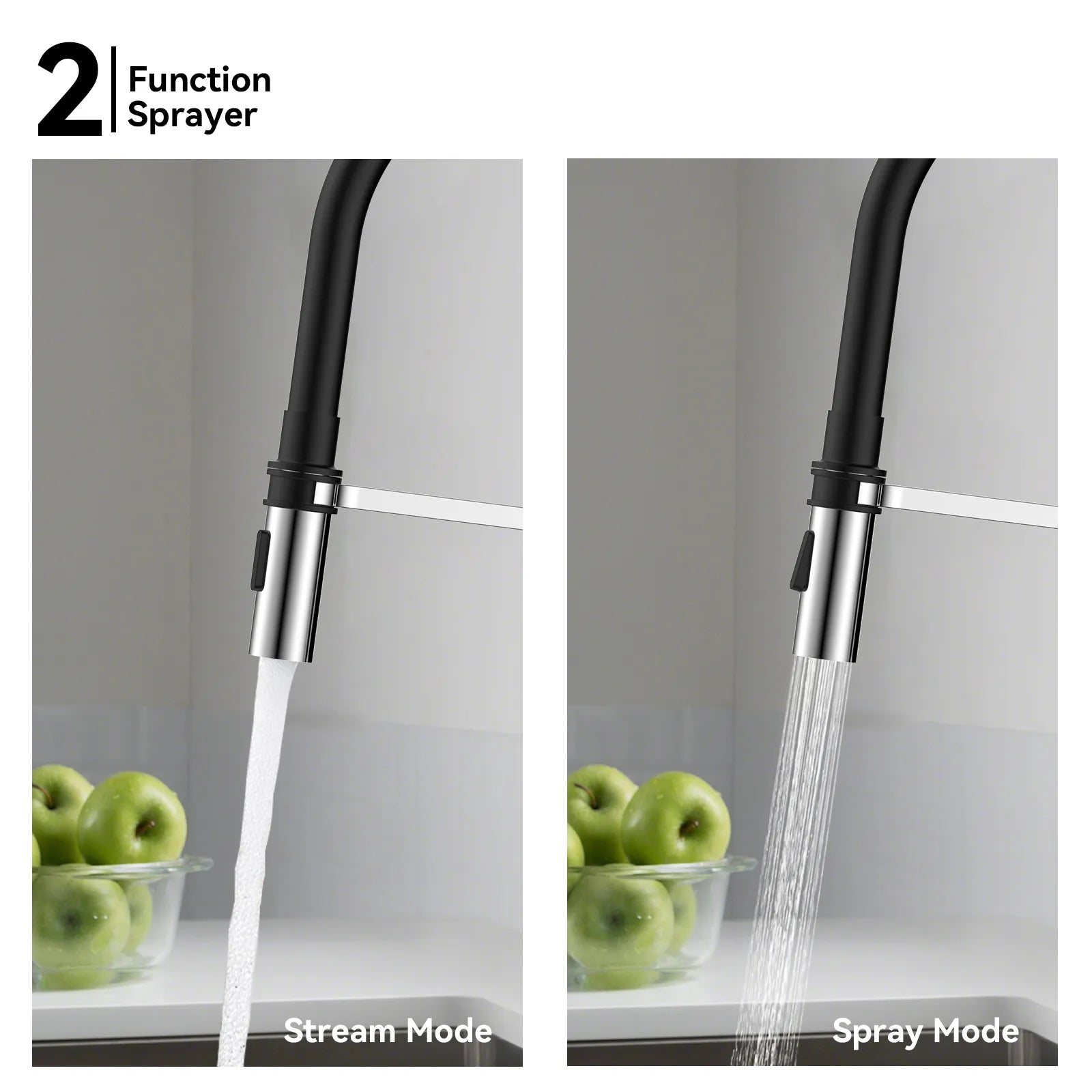 Flexible High-Arc Pull-Down Kitchen Faucet – 360° Swivel Spot-Free Finish – KF1075