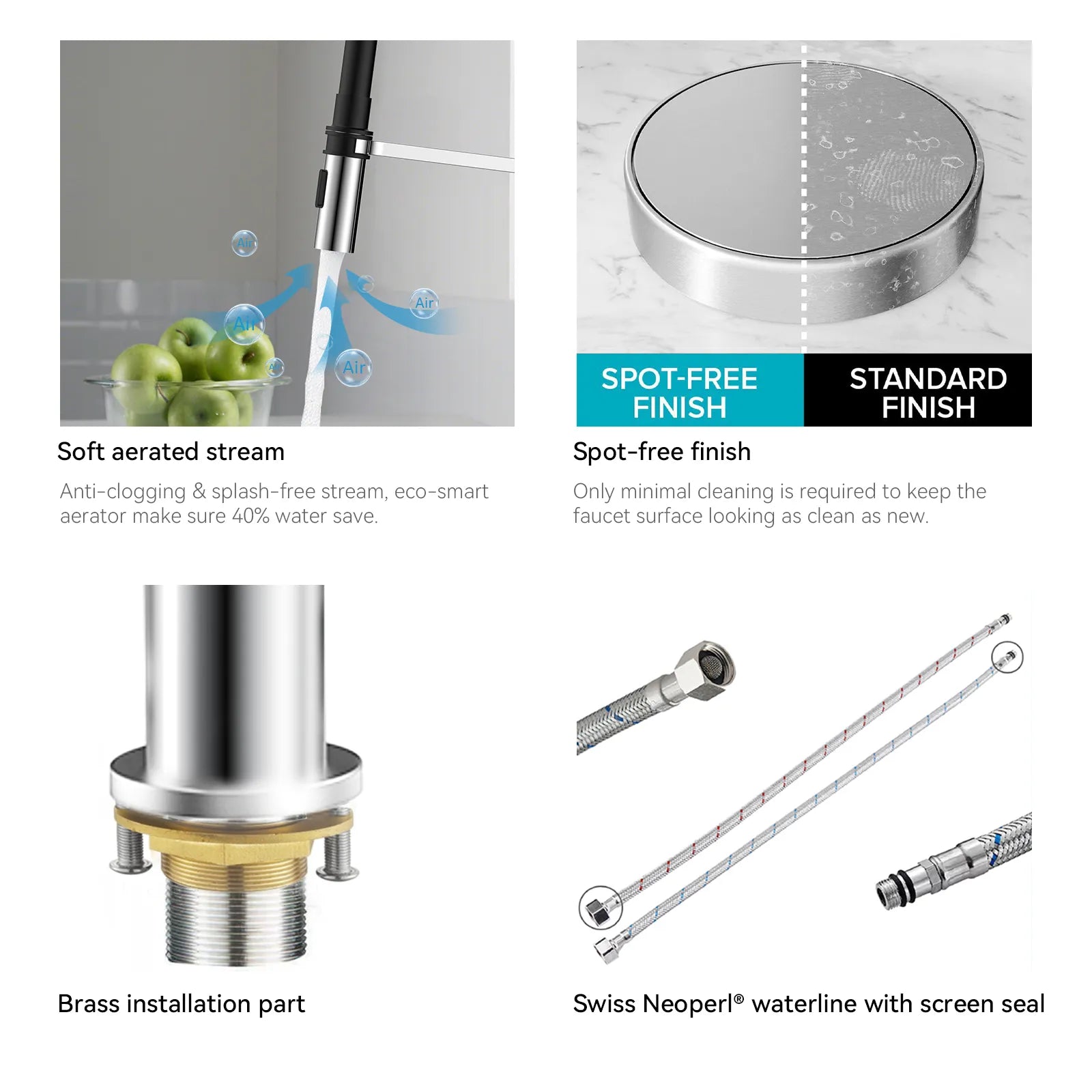 Flexible High-Arc Pull-Down Kitchen Faucet – 360° Swivel Spot-Free Finish – KF1075