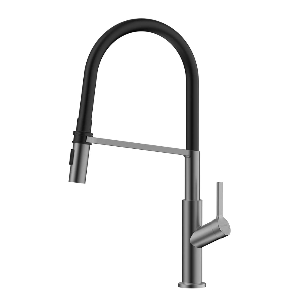 Flexible High-Arc Pull-Down Kitchen Faucet – 360° Swivel Spot-Free Finish – KF1075 Brushed Gun Metal