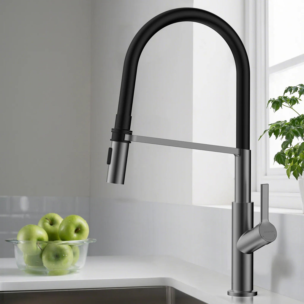 Flexible High-Arc Pull-Down Kitchen Faucet – 360° Swivel Spot-Free Finish – KF1075