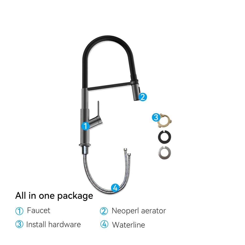 Flexible High-Arc Pull-Down Kitchen Faucet – 360° Swivel Spot-Free Finish – KF1075