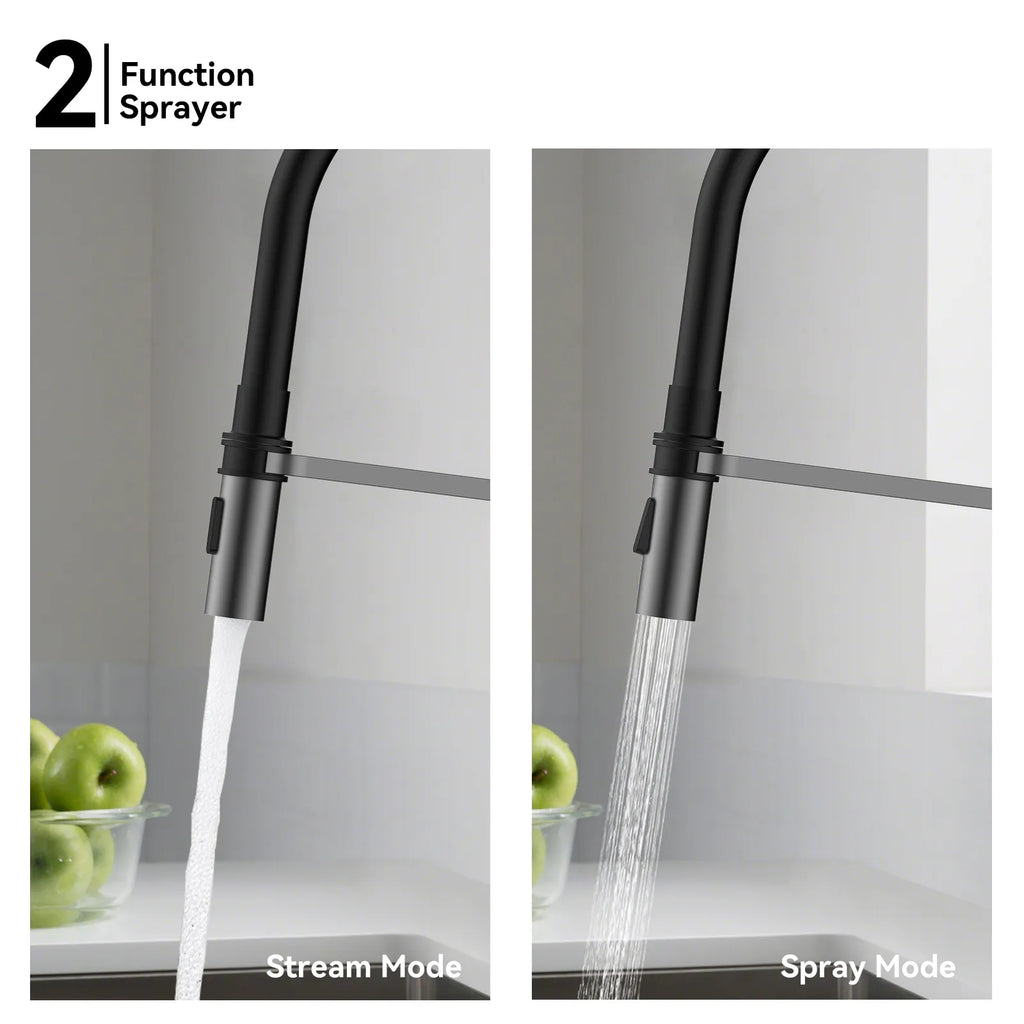 Flexible High-Arc Pull-Down Kitchen Faucet – 360° Swivel Spot-Free Finish – KF1075