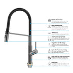 Flexible High-Arc Pull-Down Kitchen Faucet – 360° Swivel Spot-Free Finish – KF1075