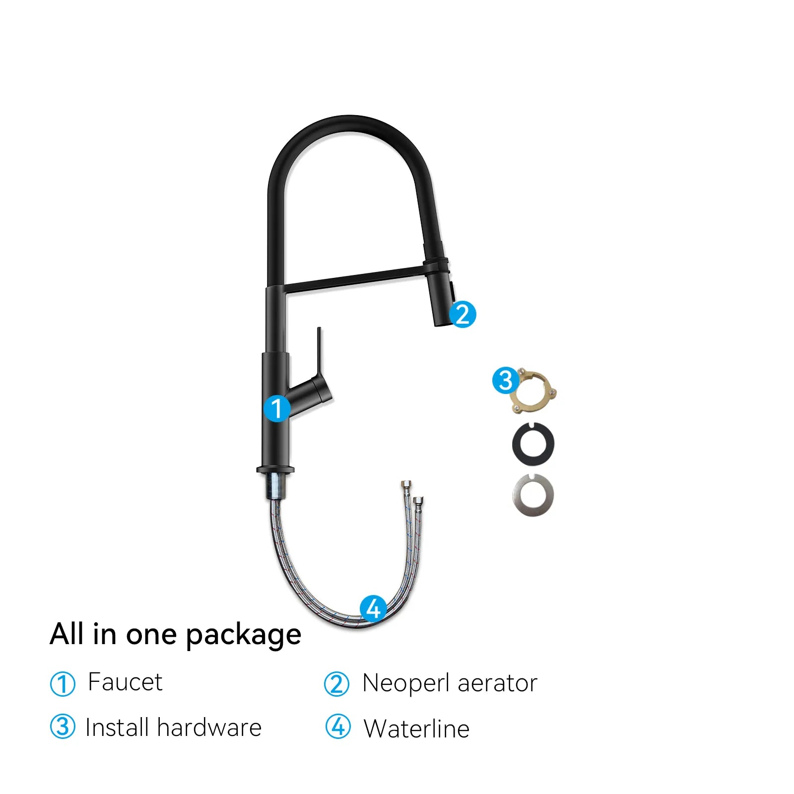 Flexible High-Arc Pull-Down Kitchen Faucet – 360° Swivel Spot-Free Finish – KF1075