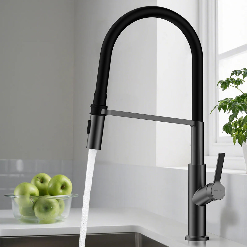 Flexible High-Arc Pull-Down Kitchen Faucet – 360° Swivel Spot-Free Finish – KF1075