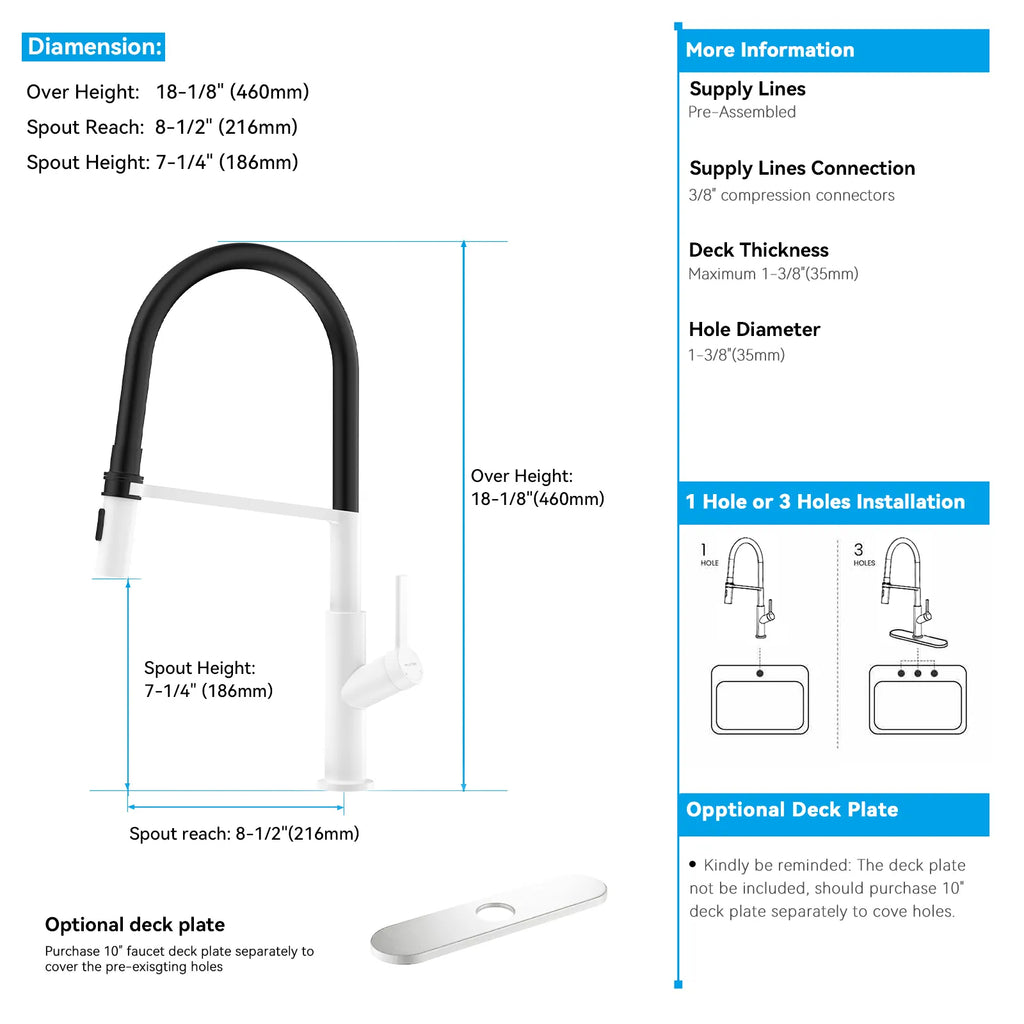 Flexible High-Arc Pull-Down Kitchen Faucet – 360° Swivel Spot-Free Finish – KF1075