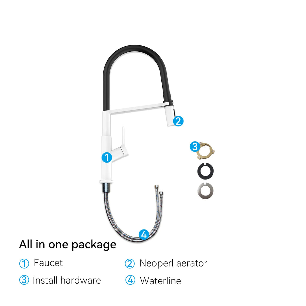 Flexible High-Arc Pull-Down Kitchen Faucet – 360° Swivel Spot-Free Finish – KF1075