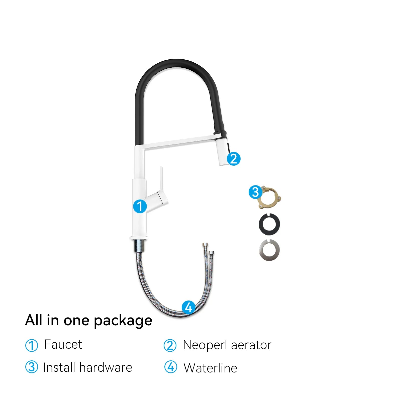 Flexible High-Arc Pull-Down Kitchen Faucet – 360° Swivel Spot-Free Finish – KF1075
