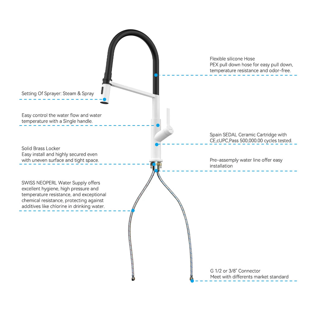 Flexible High-Arc Pull-Down Kitchen Faucet – 360° Swivel Spot-Free Finish – KF1075