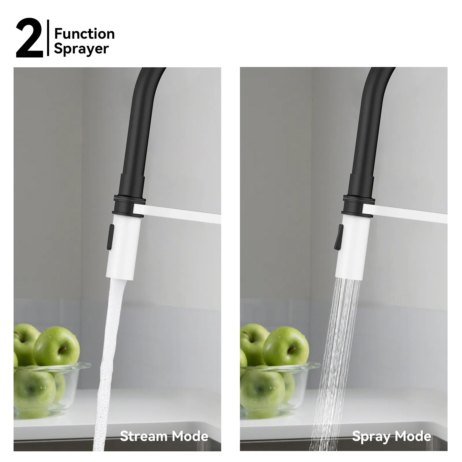 Flexible High-Arc Pull-Down Kitchen Faucet – 360° Swivel Spot-Free Finish – KF1075