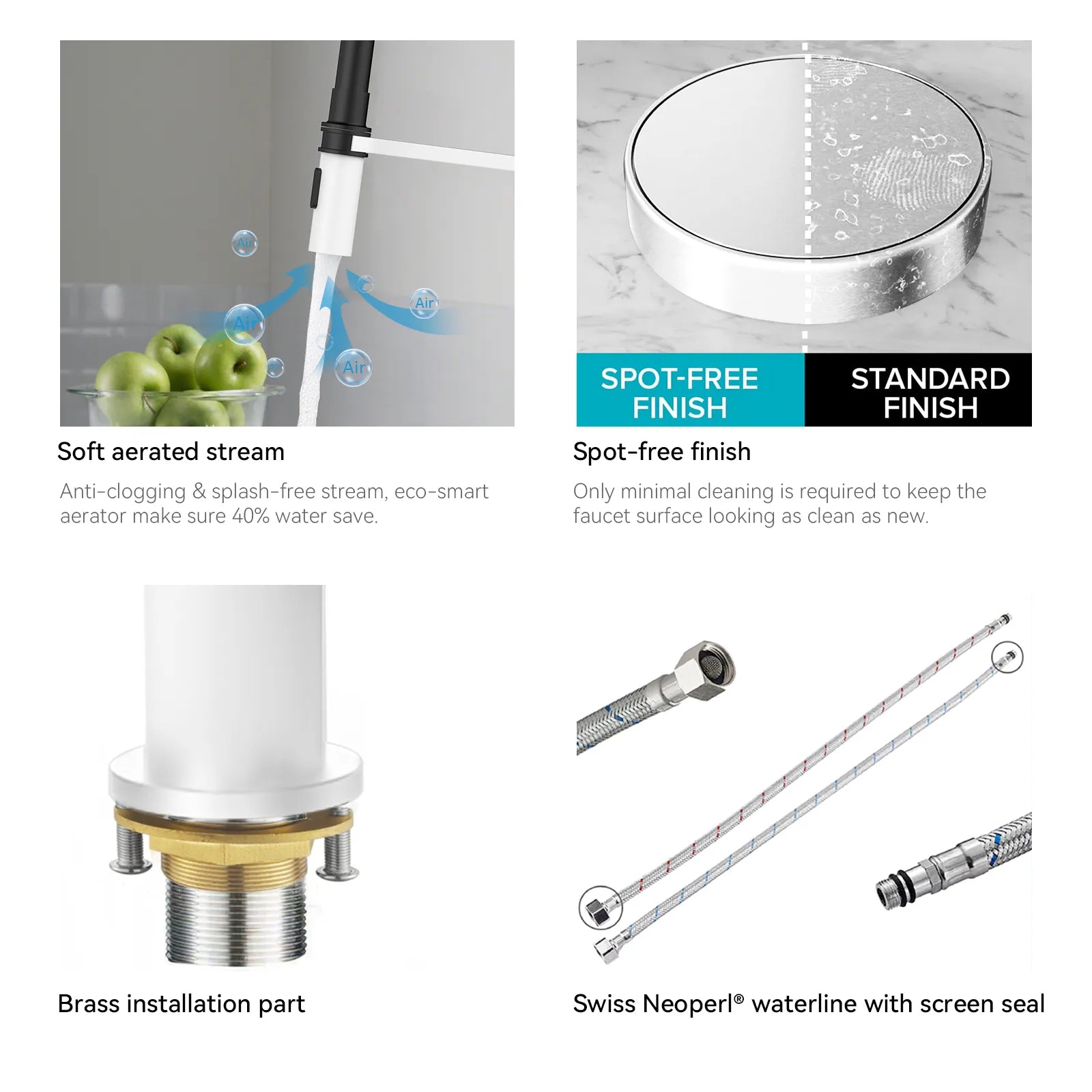 Flexible High-Arc Pull-Down Kitchen Faucet – 360° Swivel Spot-Free Finish – KF1075