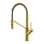 Spring Coil Pull-Down Kitchen Faucet – 360° Swivel 304 Stainless Steel Spring – KFB1087 Brushed Gold