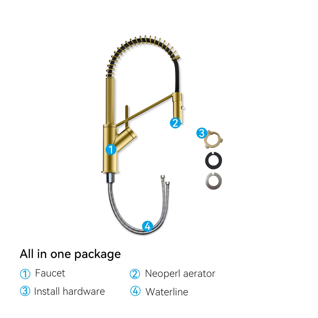 Spring Coil Pull-Down Kitchen Faucet – 360° Swivel 304 Stainless Steel Spring – KFB1087