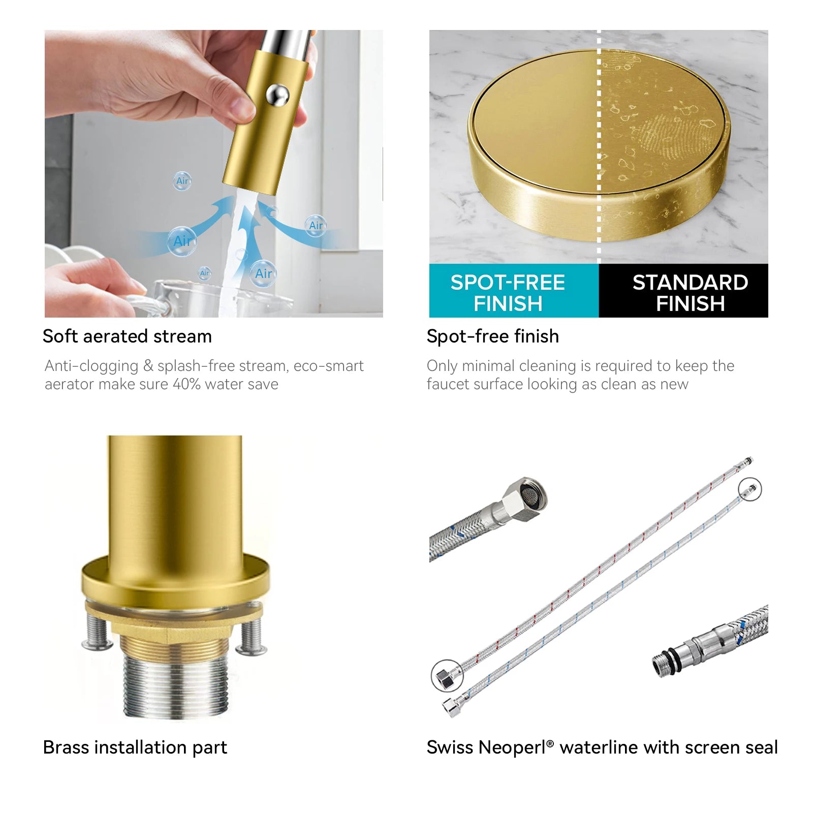 Spring Coil Pull-Down Kitchen Faucet – 360° Swivel 304 Stainless Steel Spring – KFB1087