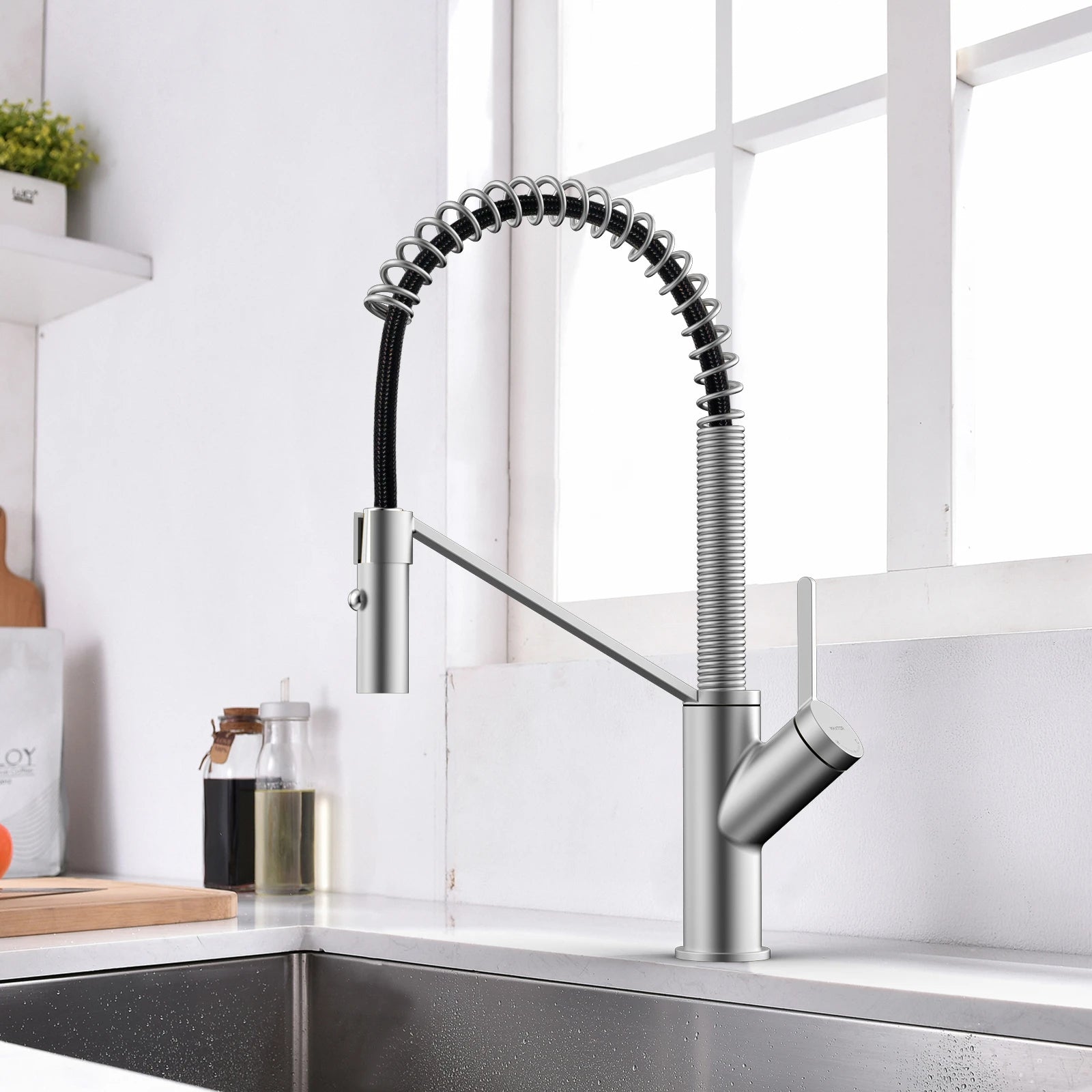 Spring Coil Pull-Down Kitchen Faucet – 360° Swivel 304 Stainless Steel Spring – KFB1087