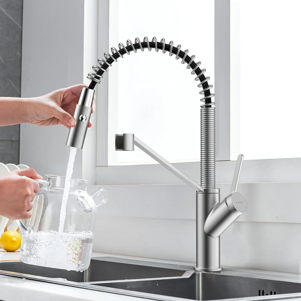 Spring Coil Pull-Down Kitchen Faucet – 360° Swivel 304 Stainless Steel Spring – KFB1087