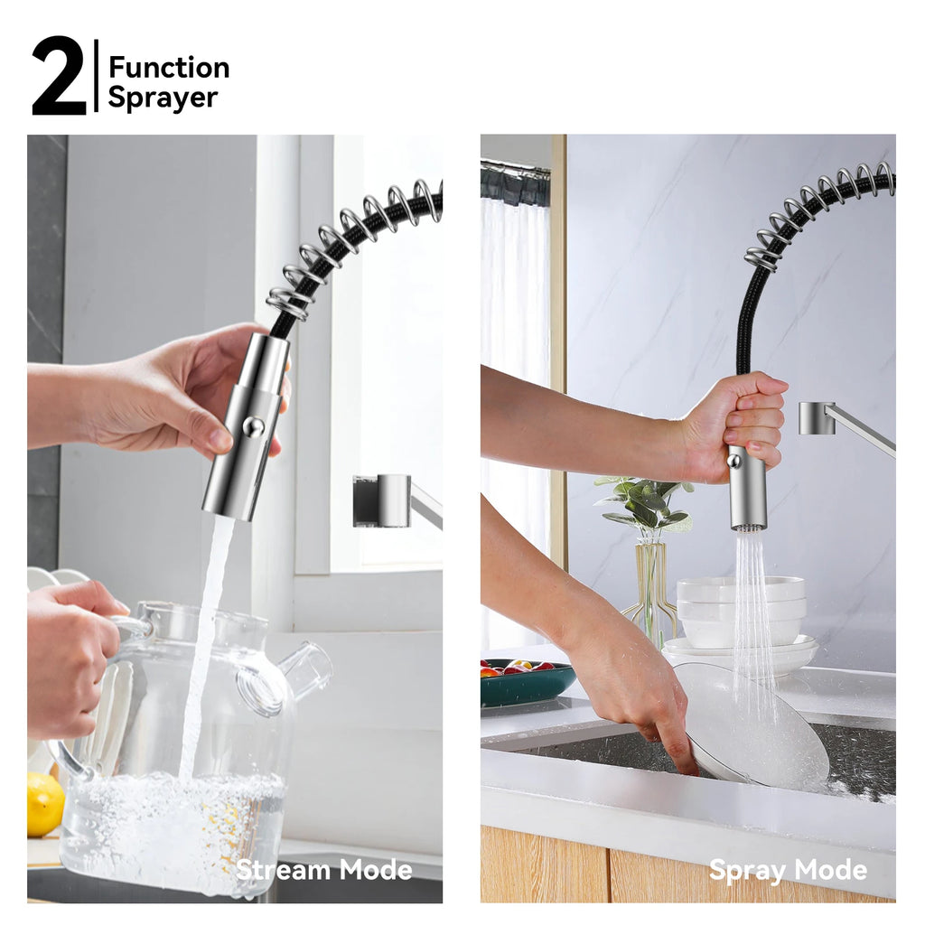 Spring Coil Pull-Down Kitchen Faucet – 360° Swivel 304 Stainless Steel Spring – KFB1087
