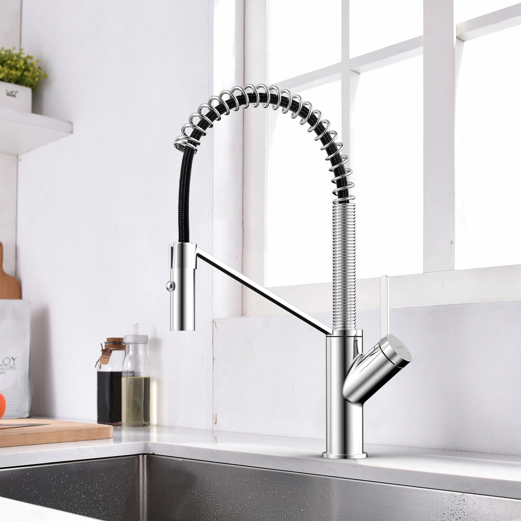 Spring Coil Pull-Down Kitchen Faucet – 360° Swivel 304 Stainless Steel Spring – KFB1087