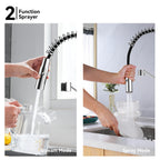 Spring Coil Pull-Down Kitchen Faucet – 360° Swivel 304 Stainless Steel Spring – KFB1087