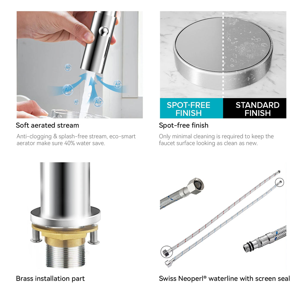 Spring Coil Pull-Down Kitchen Faucet – 360° Swivel 304 Stainless Steel Spring – KFB1087