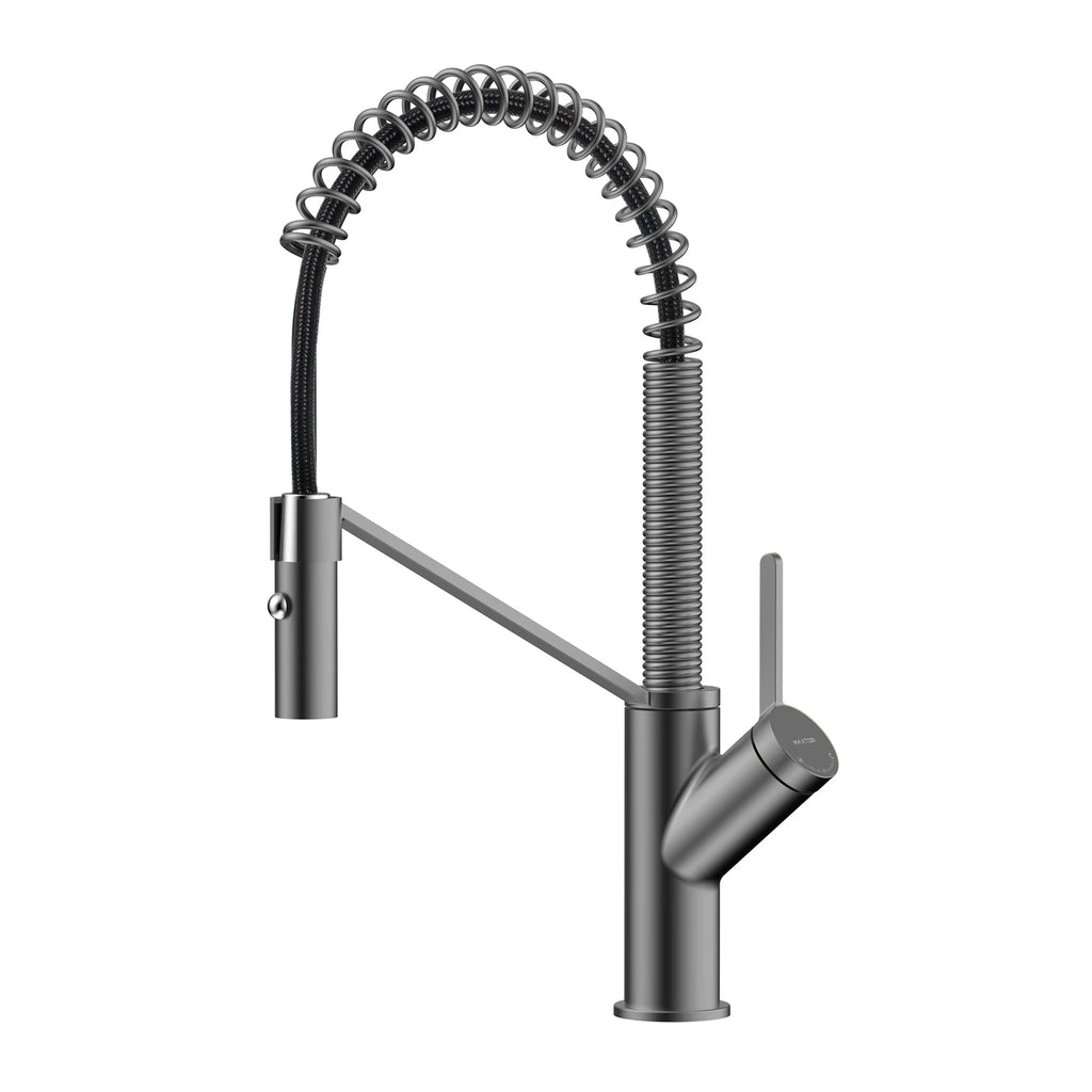 Spring Coil Pull-Down Kitchen Faucet – 360° Swivel 304 Stainless Steel Spring – KFB1087 Brushed Gun Metal