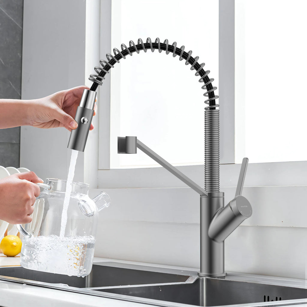 Spring Coil Pull-Down Kitchen Faucet – 360° Swivel 304 Stainless Steel Spring – KFB1087