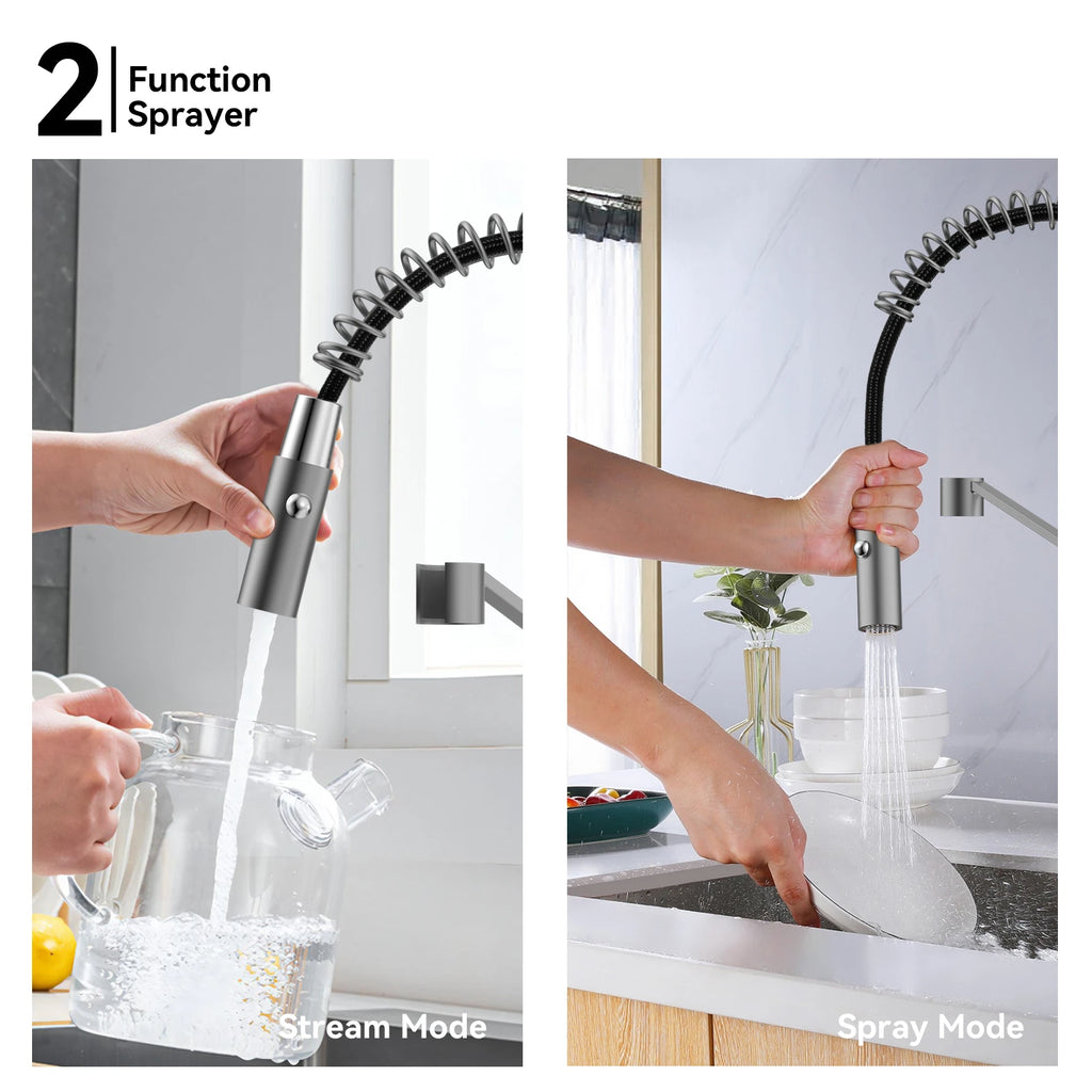 Spring Coil Pull-Down Kitchen Faucet – 360° Swivel 304 Stainless Steel Spring – KFB1087