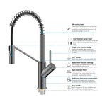 Spring Coil Pull-Down Kitchen Faucet – 360° Swivel 304 Stainless Steel Spring – KFB1087