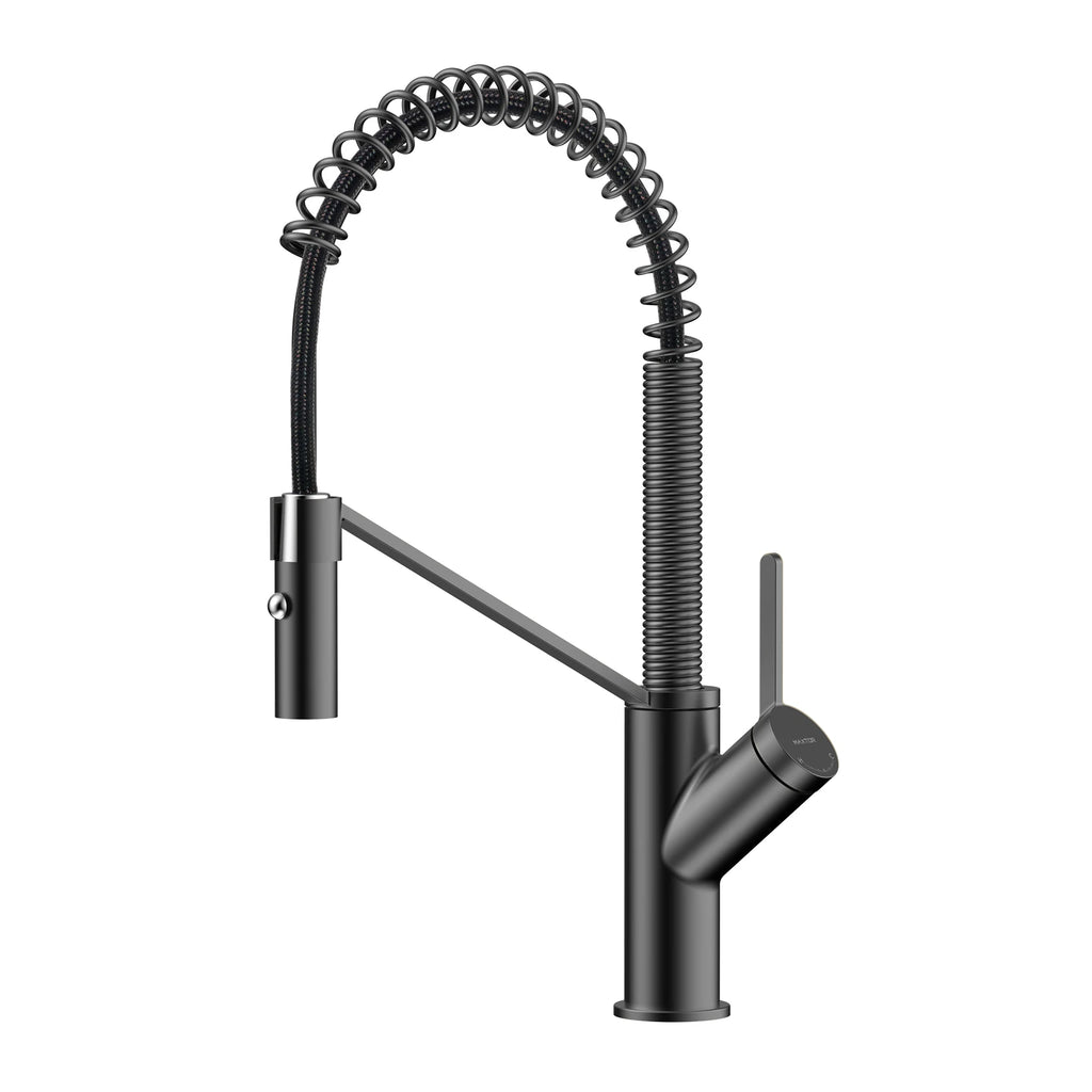 Spring Coil Pull-Down Kitchen Faucet – 360° Swivel 304 Stainless Steel Spring – KFB1087 Matte Black