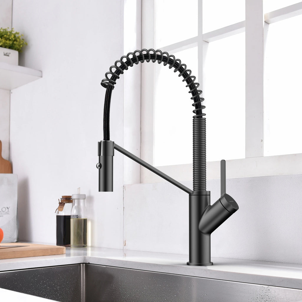 Spring Coil Pull-Down Kitchen Faucet – 360° Swivel 304 Stainless Steel Spring – KFB1087