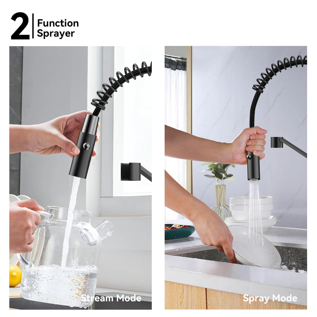 Spring Coil Pull-Down Kitchen Faucet – 360° Swivel 304 Stainless Steel Spring – KFB1087