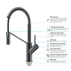 Spring Coil Pull-Down Kitchen Faucet – 360° Swivel 304 Stainless Steel Spring – KFB1087