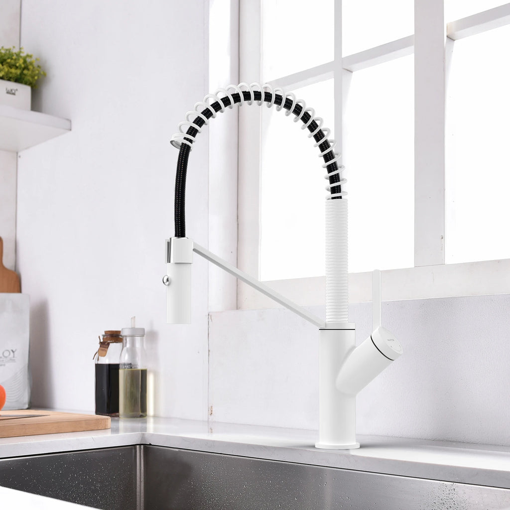 Spring Coil Pull-Down Kitchen Faucet – 360° Swivel 304 Stainless Steel Spring – KFB1087