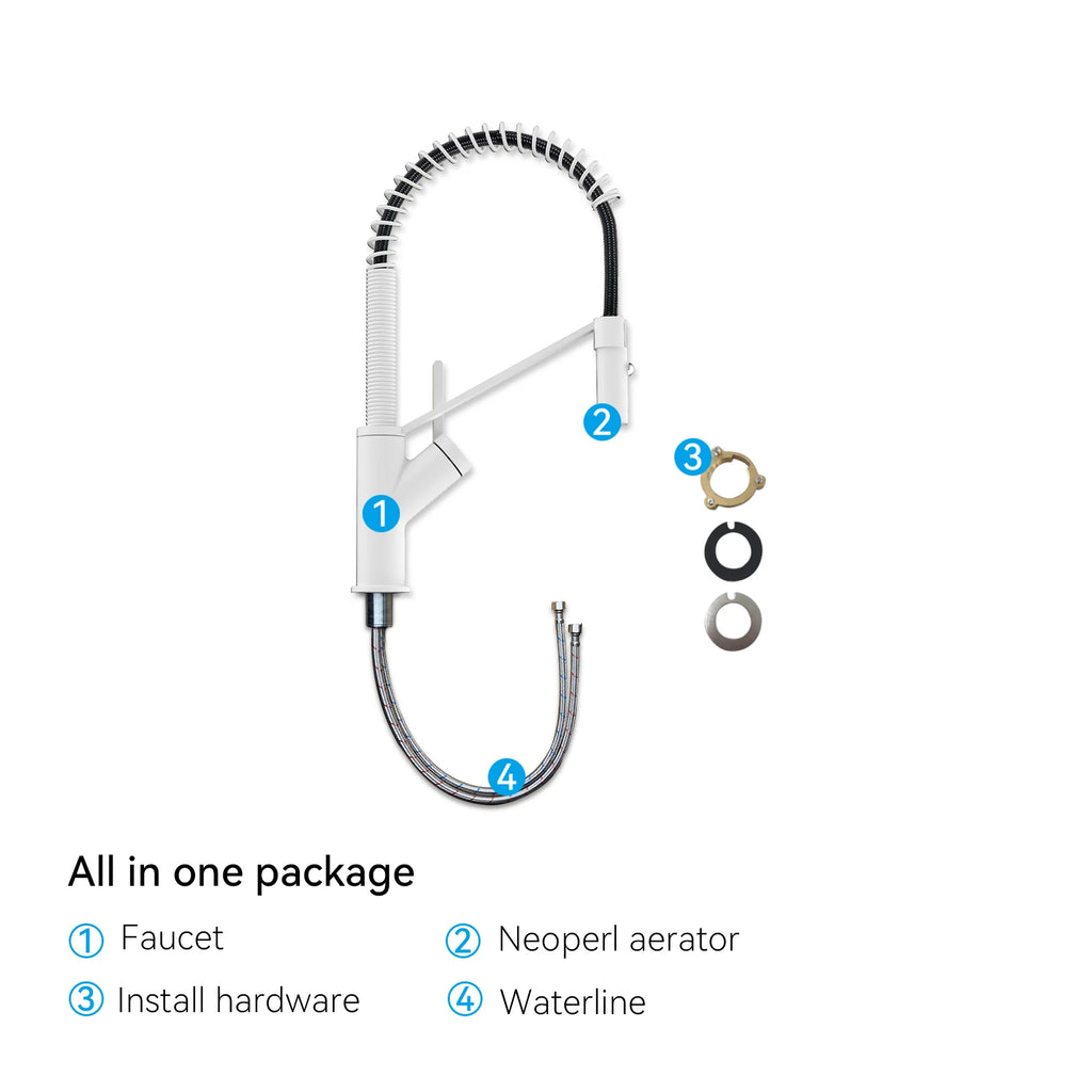 Spring Coil Pull-Down Kitchen Faucet – 360° Swivel 304 Stainless Steel Spring – KFB1087