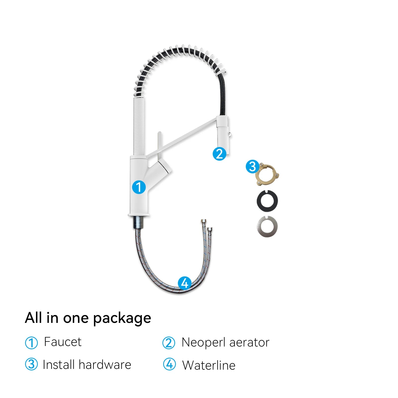 Spring Coil Pull-Down Kitchen Faucet – 360° Swivel 304 Stainless Steel Spring – KFB1087