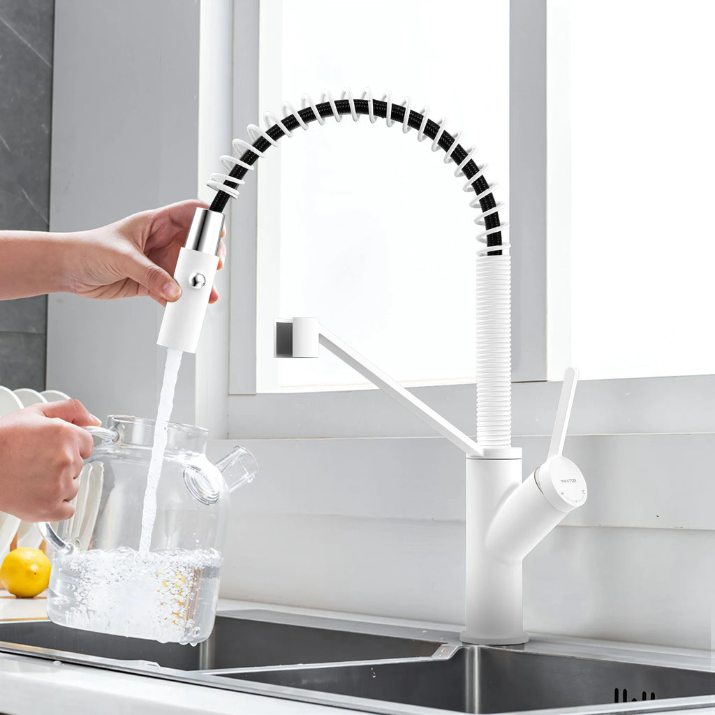 Spring Coil Pull-Down Kitchen Faucet – 360° Swivel 304 Stainless Steel Spring – KFB1087