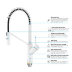 Spring Coil Pull-Down Kitchen Faucet – 360° Swivel 304 Stainless Steel Spring – KFB1087