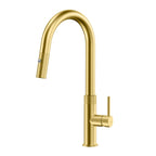 Textured High-Arc Pull-Down Kitchen Faucet – Dual Function Swivel Spray Head – KF1088 Brushed Gold