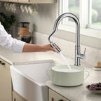 Textured High-Arc Pull-Down Kitchen Faucet – Dual Function Swivel Spray Head – KF1088