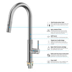 Textured High-Arc Pull-Down Kitchen Faucet – Dual Function Swivel Spray Head – KF1088
