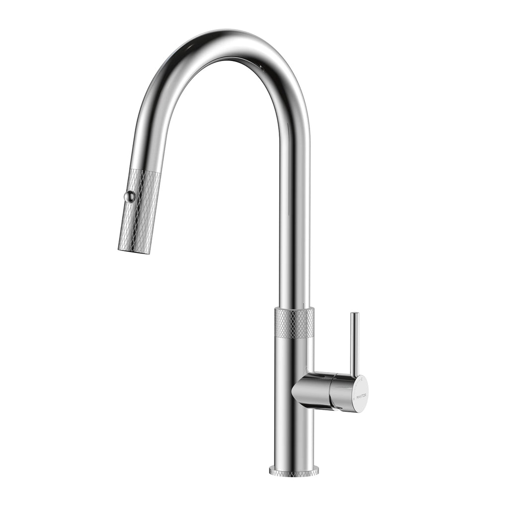 Textured High-Arc Pull-Down Kitchen Faucet – Dual Function Swivel Spray Head – KF1088 Chrome