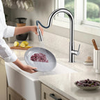 Textured High-Arc Pull-Down Kitchen Faucet – Dual Function Swivel Spray Head – KF1088