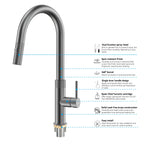Textured High-Arc Pull-Down Kitchen Faucet – Dual Function Swivel Spray Head – KF1088