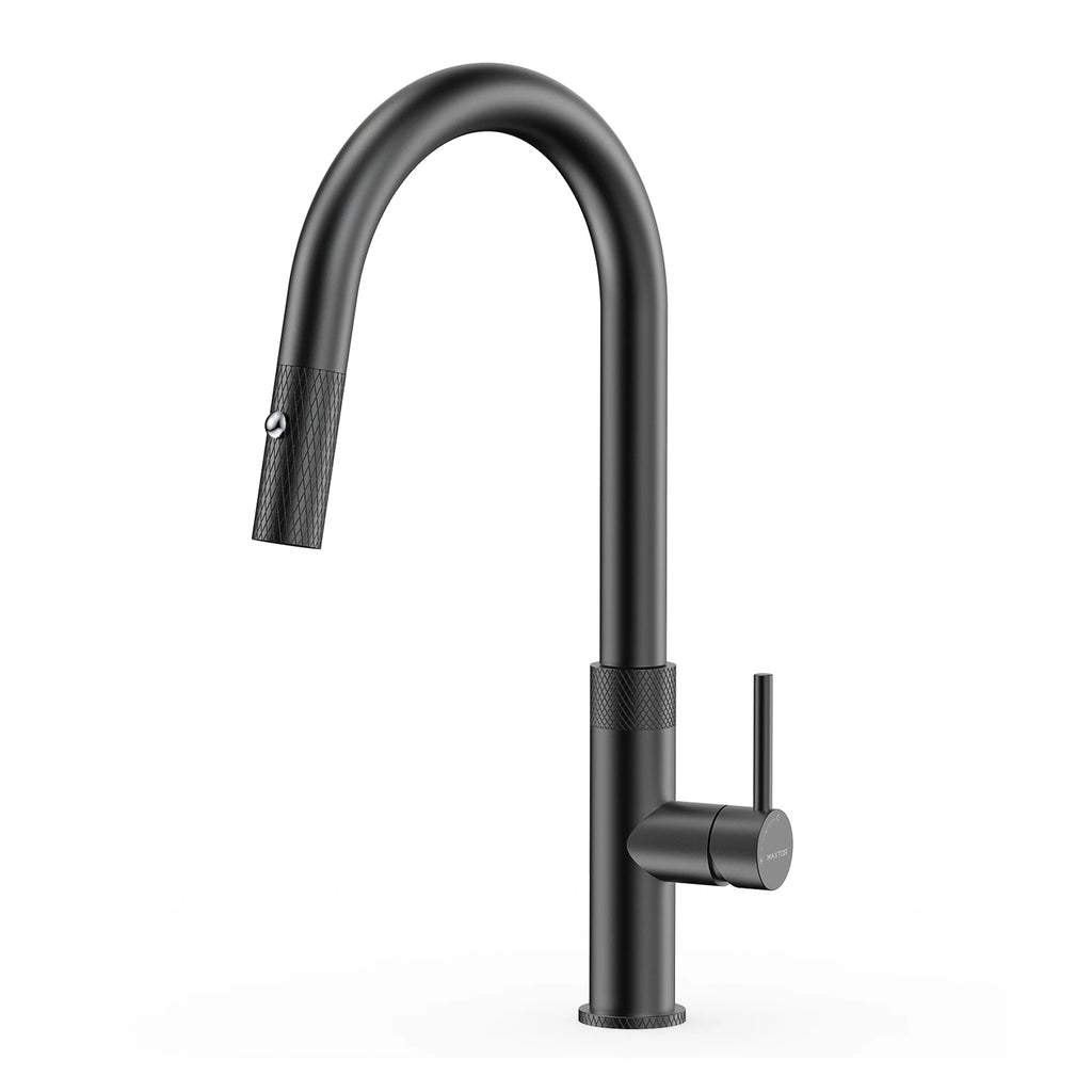 Textured High-Arc Pull-Down Kitchen Faucet – Dual Function Swivel Spray Head – KF1088 Matte Black