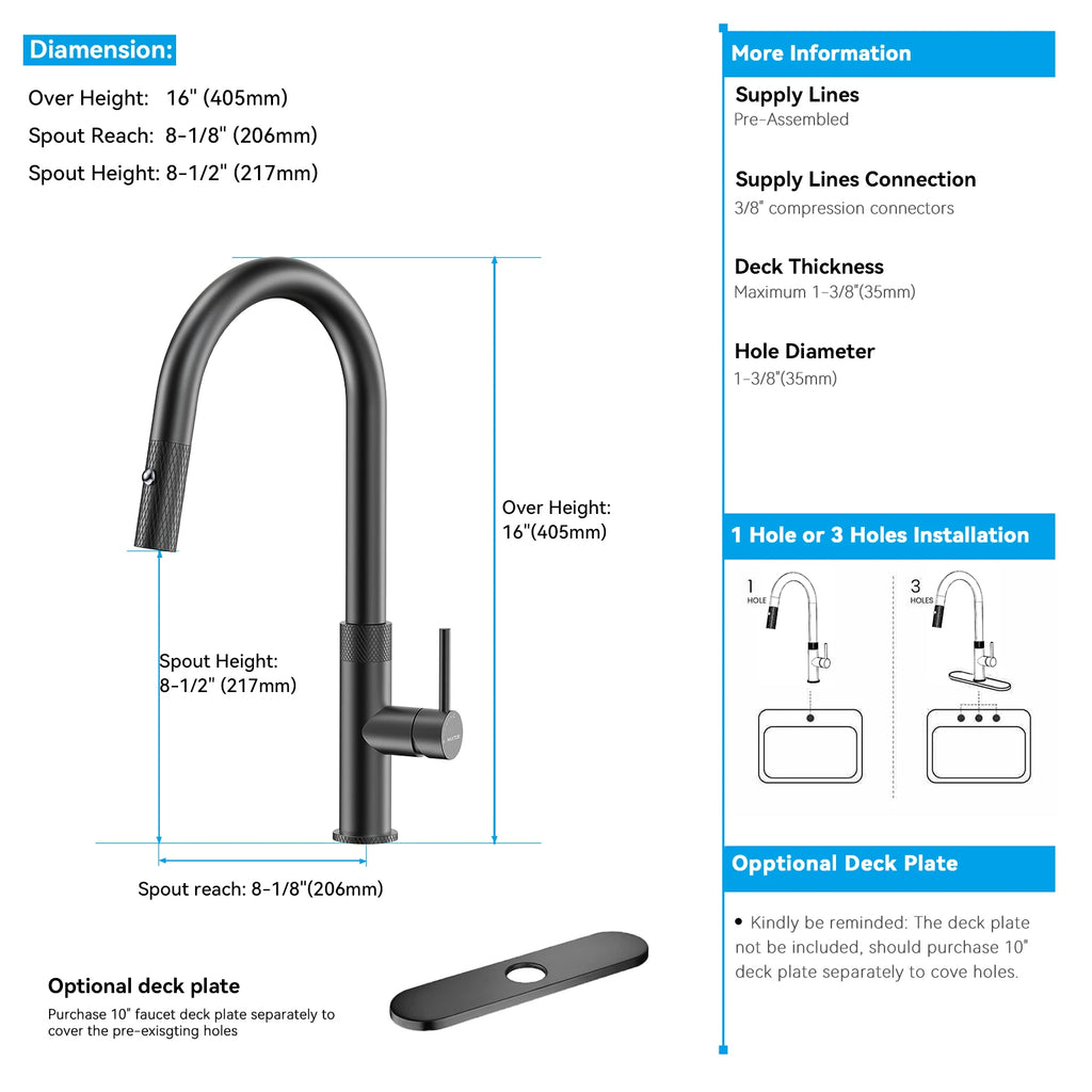 Textured High-Arc Pull-Down Kitchen Faucet – Dual Function Swivel Spray Head – KF1088