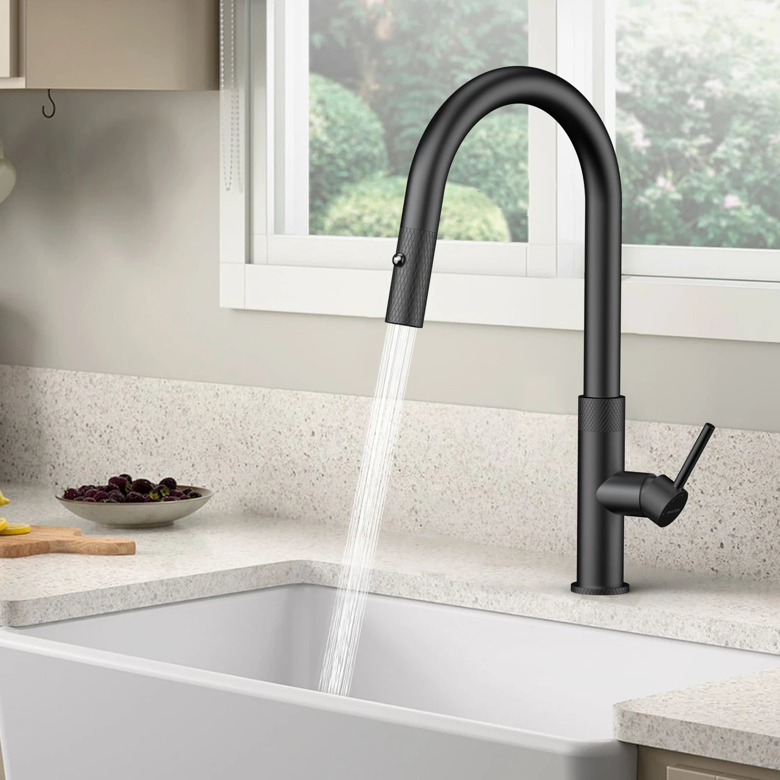 Textured High-Arc Pull-Down Kitchen Faucet – Dual Function Swivel Spray Head – KF1088
