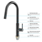 Textured High-Arc Pull-Down Kitchen Faucet – Dual Function Swivel Spray Head – KF1088