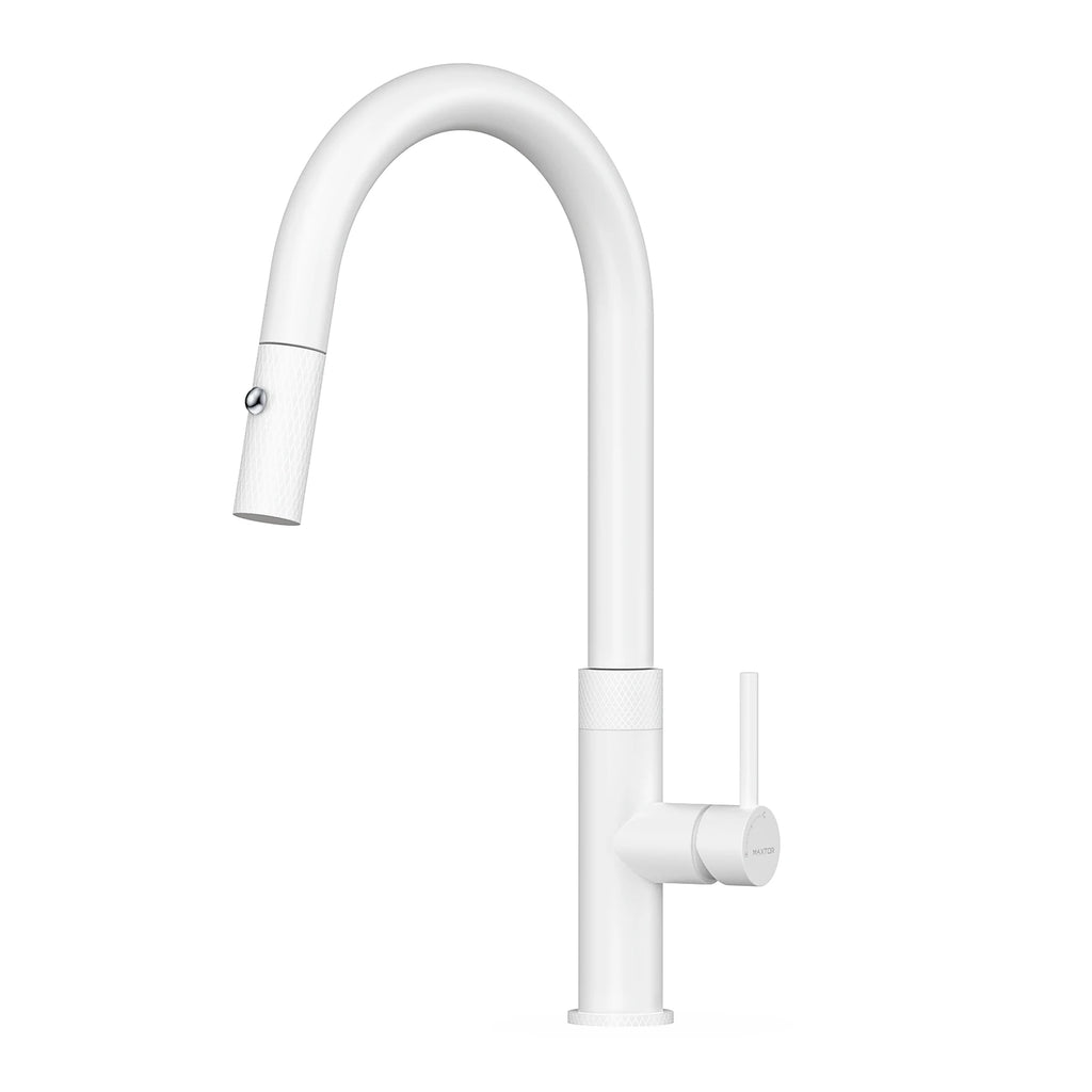 Textured High-Arc Pull-Down Kitchen Faucet – Dual Function Swivel Spray Head – KF1088 Matte White