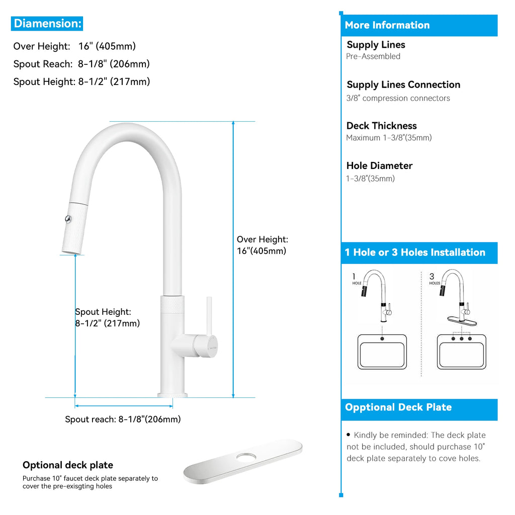 Textured High-Arc Pull-Down Kitchen Faucet – Dual Function Swivel Spray Head – KF1088