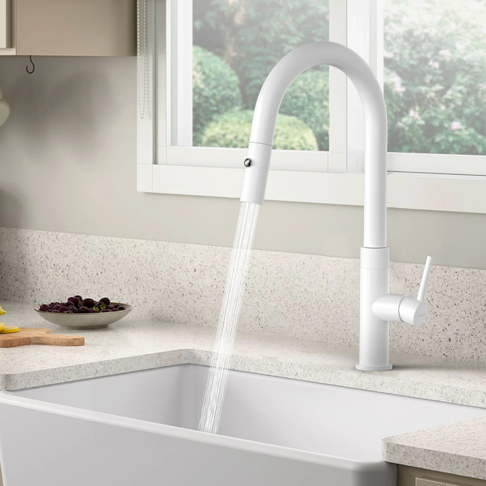 Textured High-Arc Pull-Down Kitchen Faucet – Dual Function Swivel Spray Head – KF1088
